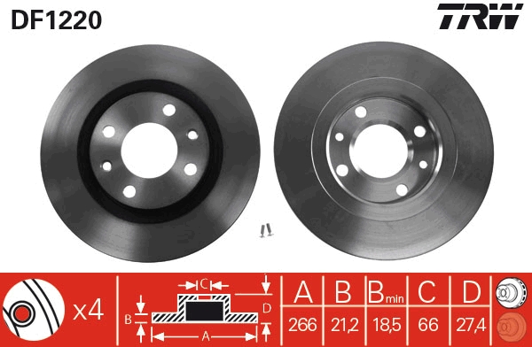 Brake Disc - DF1220 TRW