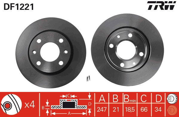 Brake Disc - DF1221 TRW