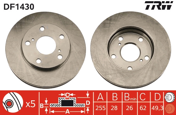 Brake Disc - DF1430 TRW
