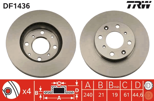 Brake Disc - DF1436 TRW