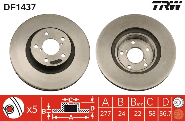 Brake Disc - DF1437 TRW