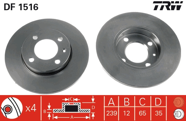 Brake Disc - DF1516 TRW