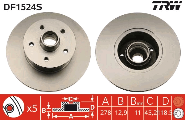 Bremsscheibe - DF1524S TRW