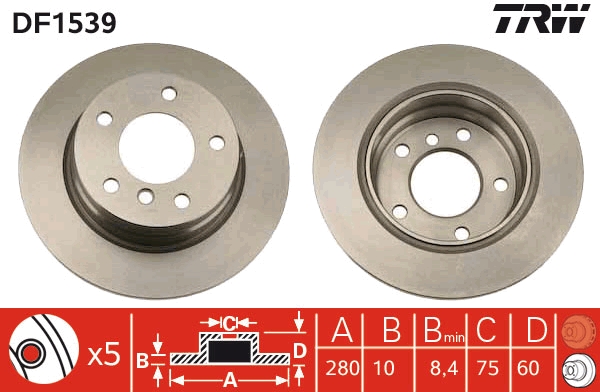 Brake Disc - DF1539 TRW