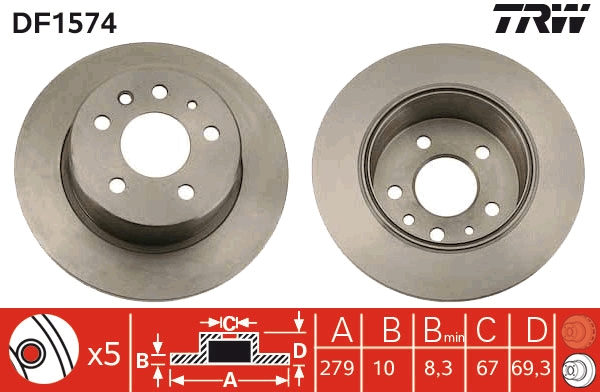 Brake Disc - DF1574 TRW