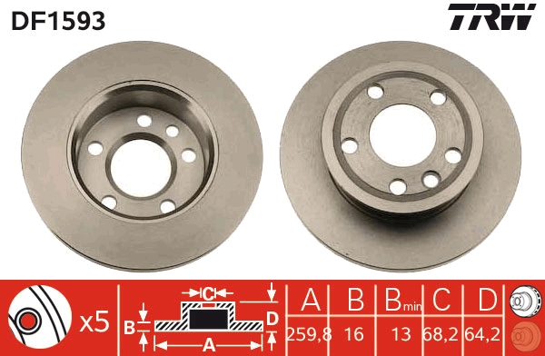 Brake Disc - DF1593 TRW