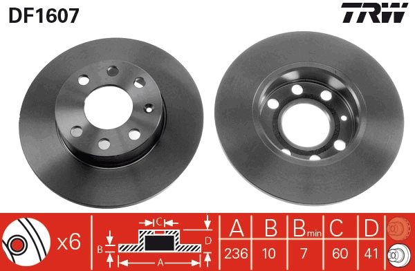 Brake Disc - DF1607 TRW