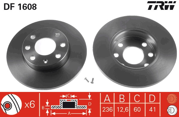 Brake Disc - DF1608 TRW