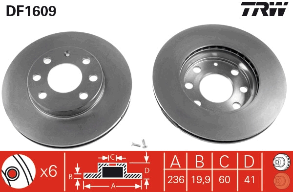 Brake Disc - DF1609 TRW