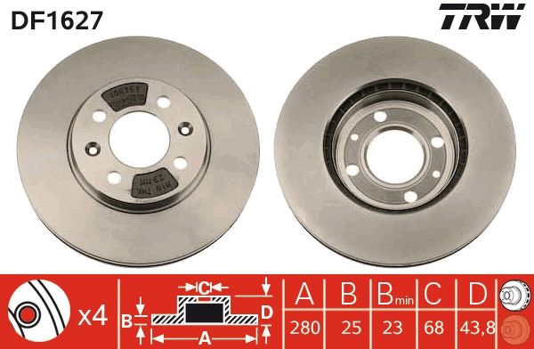 Brake Disc - DF1627 TRW