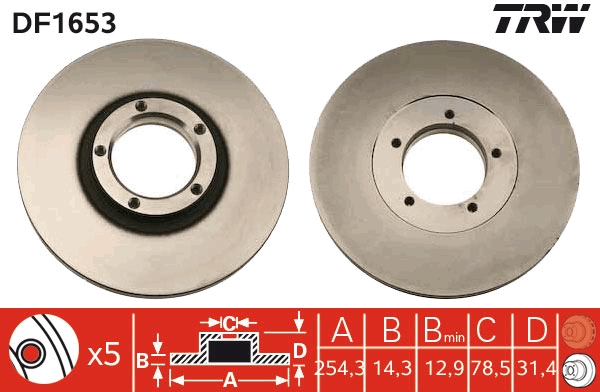 Bremsscheibe - DF1653 TRW