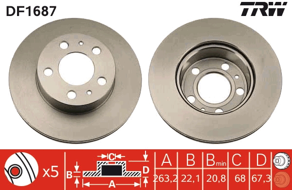 Brake Disc - DF1687 TRW
