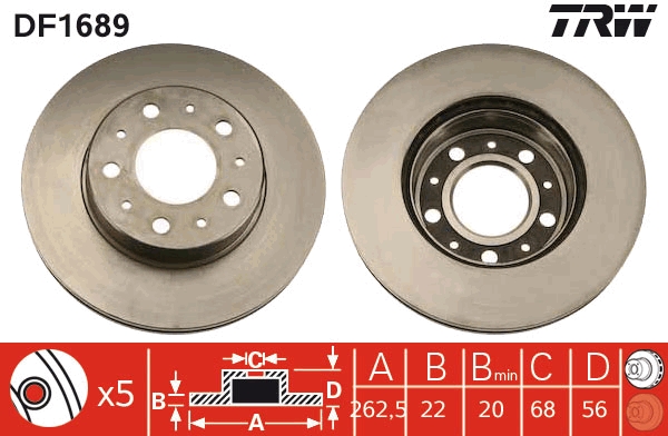 Brake Disc - DF1689 TRW