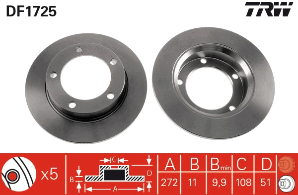 Brake Disc - DF1725 TRW