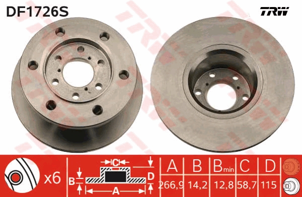 Brake Disc - DF1726S TRW