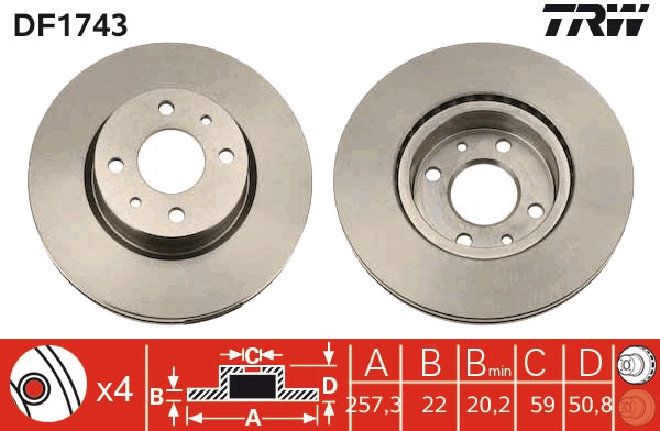 Bremsscheibe - DF1743 TRW