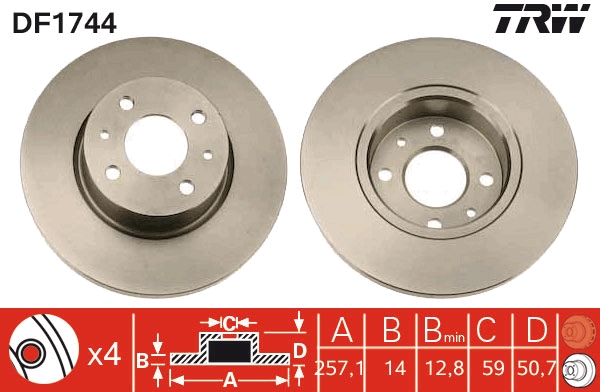 Brake Disc - DF1744 TRW