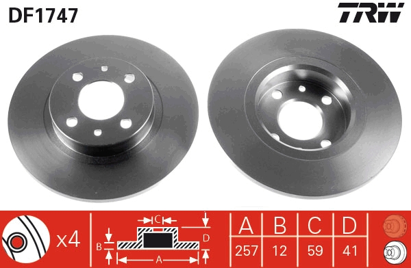 Brake Disc - DF1747 TRW