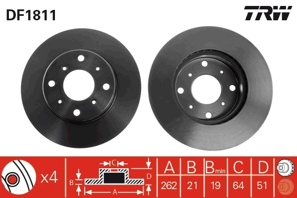 Brake Disc - DF1811 TRW