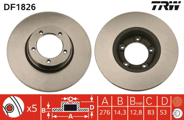 Brake Disc - DF1826 TRW