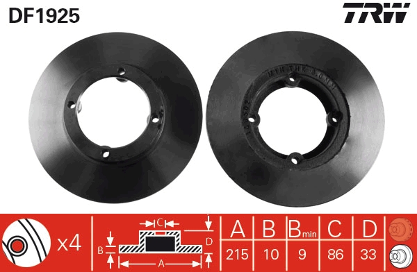 Brake Disc - DF1925 TRW