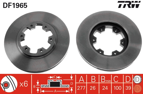 Brake Disc - DF1965 TRW