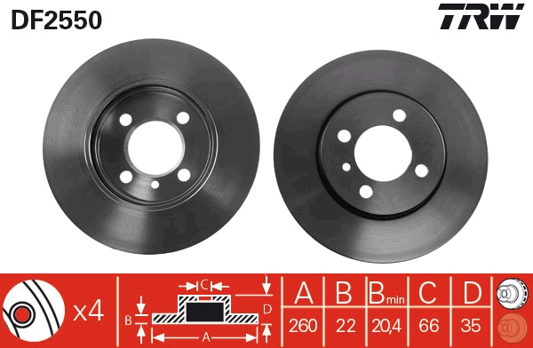 Bremsscheibe - DF2550 TRW