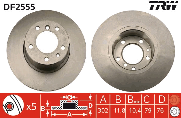 Brake Disc - DF2555 TRW