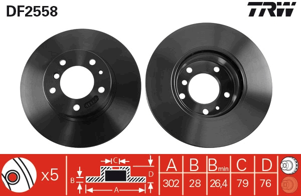 Brake Disc - DF2558 TRW