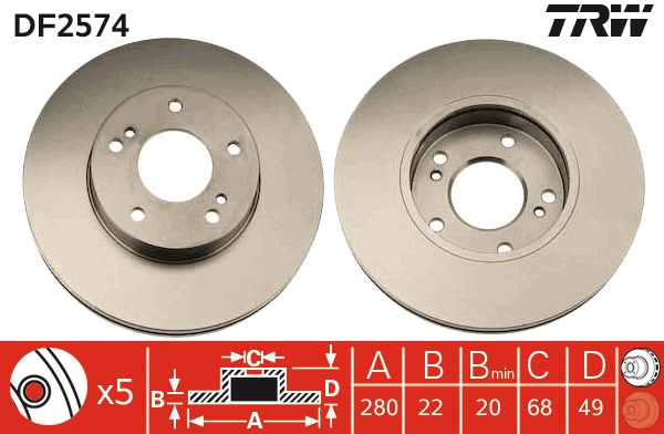 Brake Disc - DF2574 TRW
