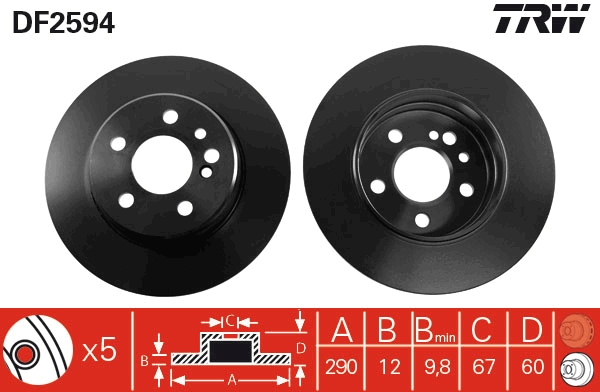 Brake Disc - DF2594 TRW
