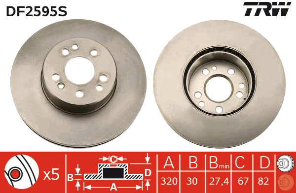 Brake Disc - DF2595S TRW