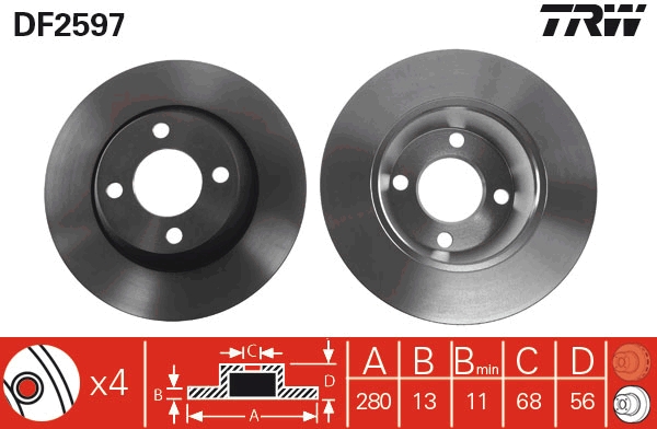 Bremsscheibe - DF2597 TRW