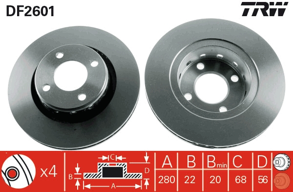 Brake Disc - DF2601 TRW