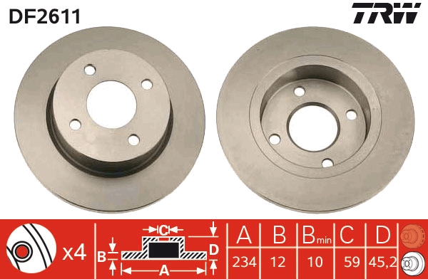 Brake Disc - DF2611 TRW