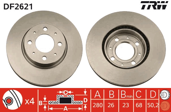 Brake Disc - DF2621 TRW