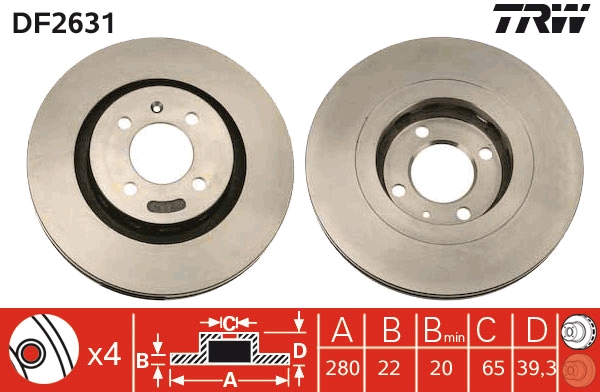 Brake Disc - DF2631 TRW