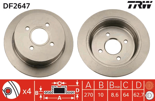 Brake Disc - DF2647 TRW