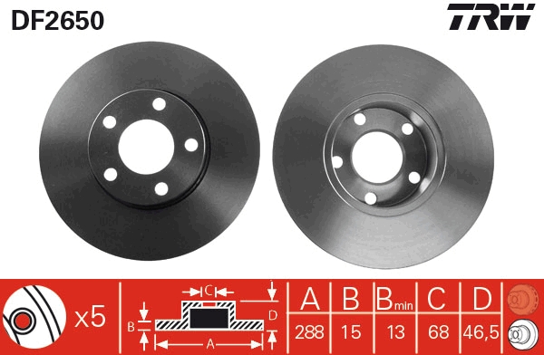 Brake Disc - DF2650 TRW