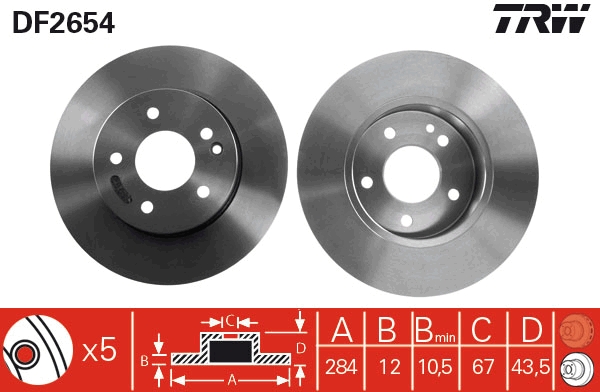 Brake Disc - DF2654 TRW