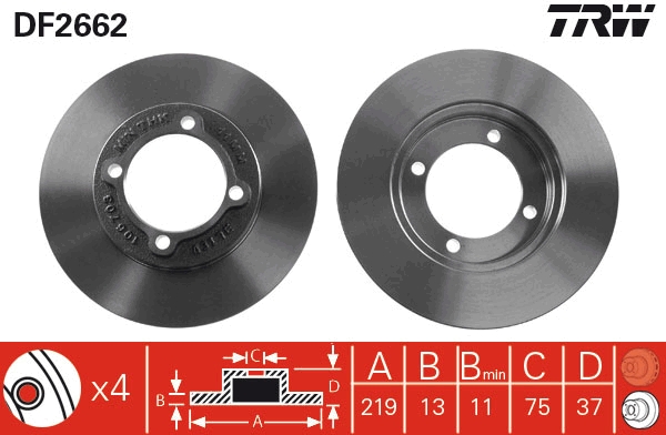 Brake Disc - DF2662 TRW