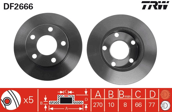 Brake Disc - DF2666 TRW