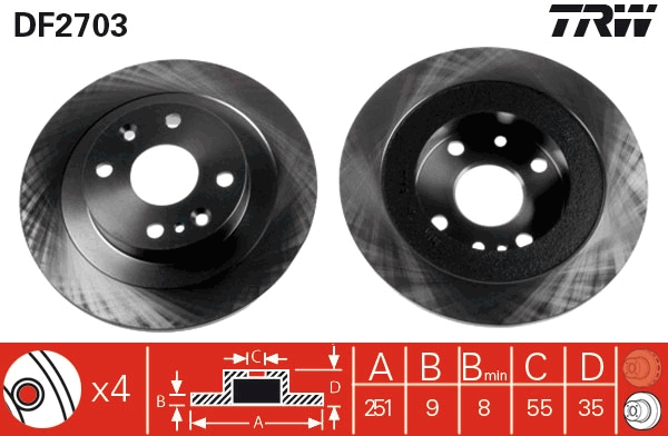 Brake Disc - DF2703 TRW