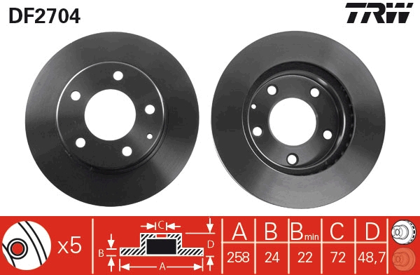 Brake Disc - DF2704 TRW