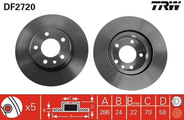 Brake Disc - DF2720 TRW
