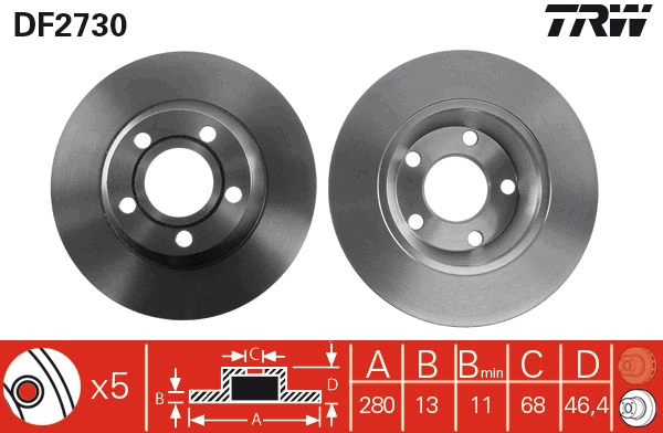 Brake Disc - DF2730 TRW