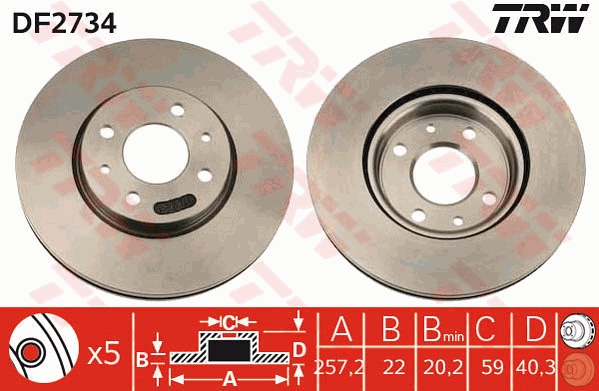 Brake Disc - DF2734 TRW