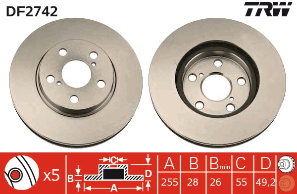 Brake Disc - DF2742 TRW