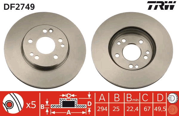 Brake Disc - DF2749 TRW