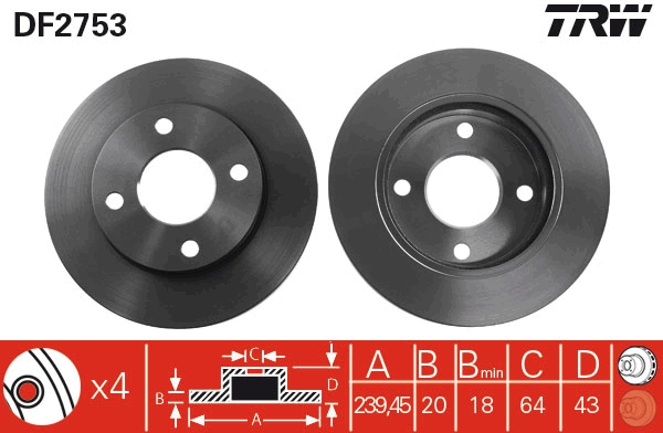 Brake Disc - DF2753 TRW